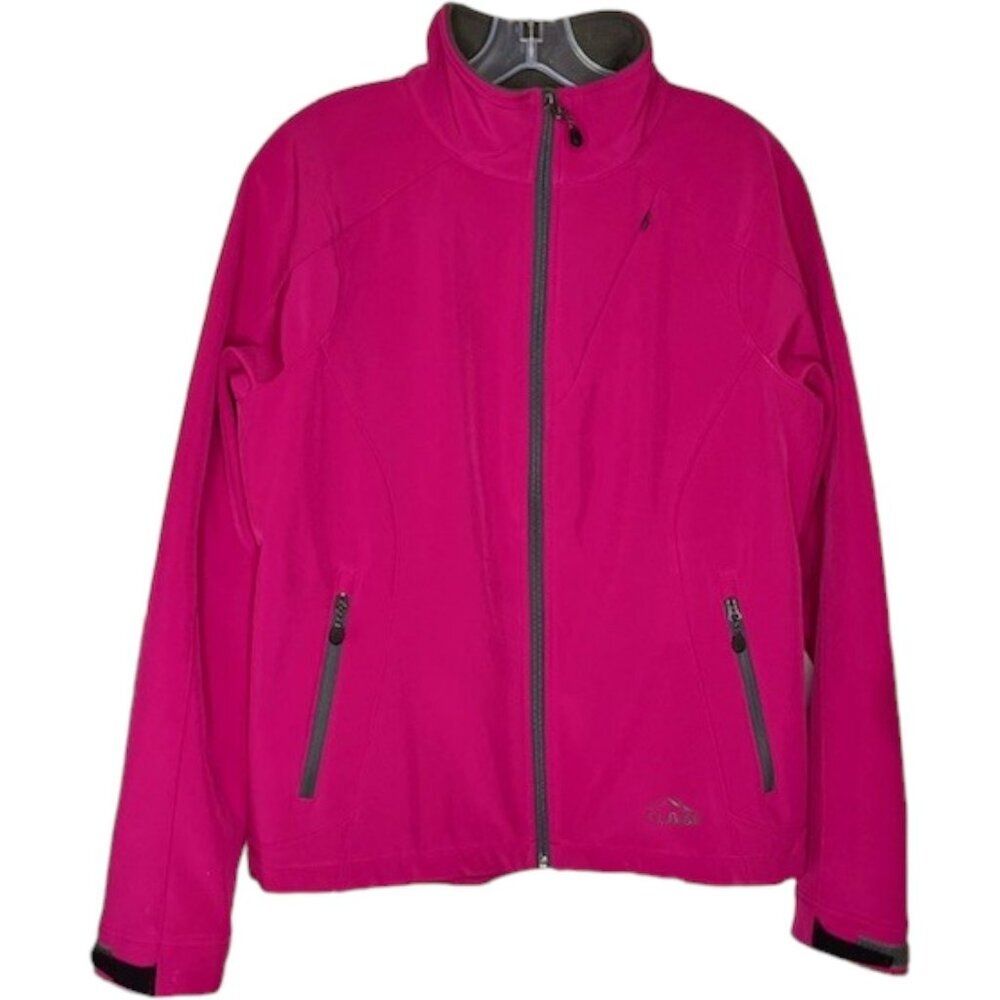L.L. Bean Windproof Softshell Lined Jacket Poly Grid Fleece - Magenta/Gray - M